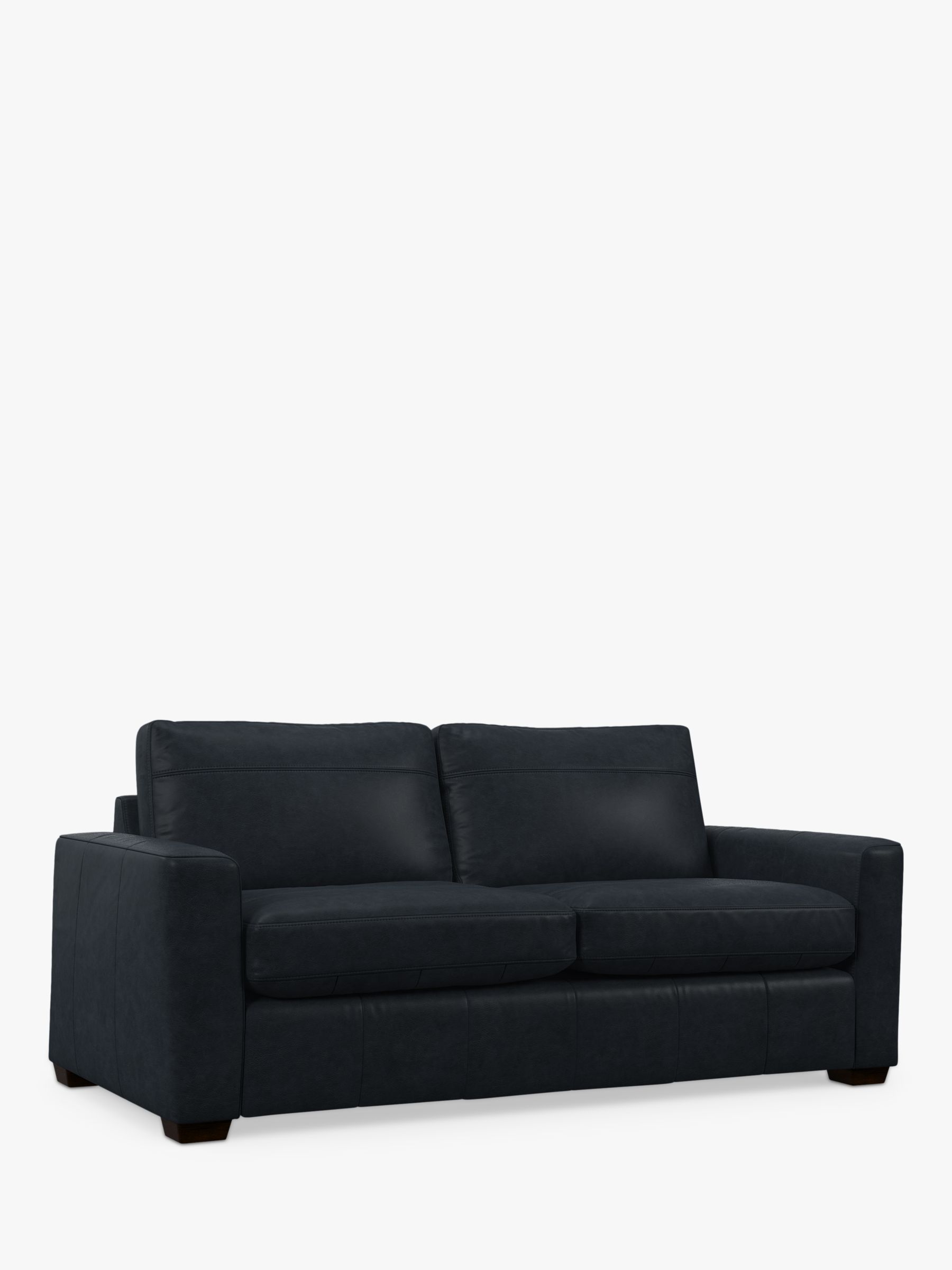 John Lewis Oliver Large 3 Seater Leather Sofa, Dark Leg