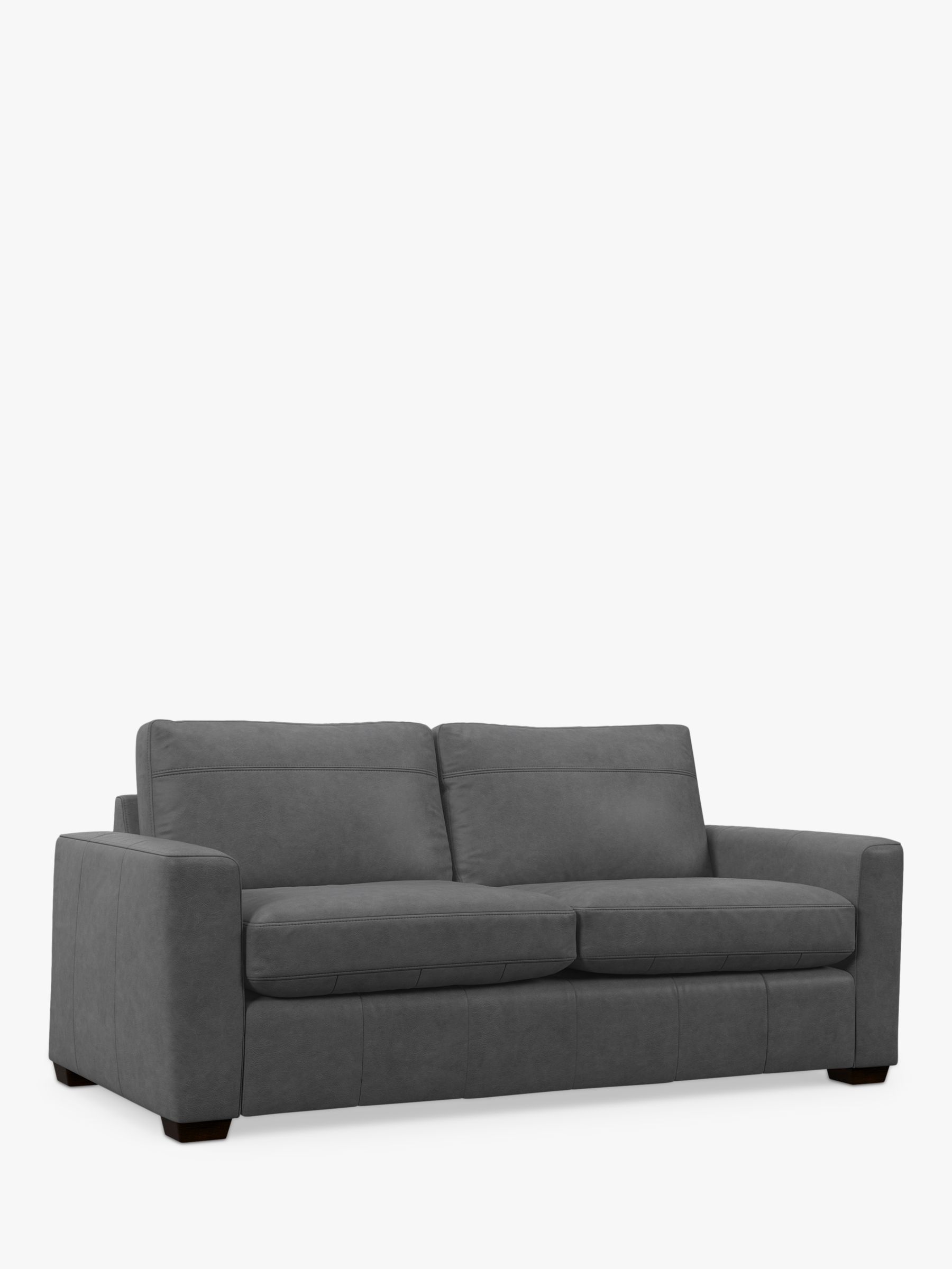 John Lewis Oliver Large 3 Seater Leather Sofa, Dark Leg