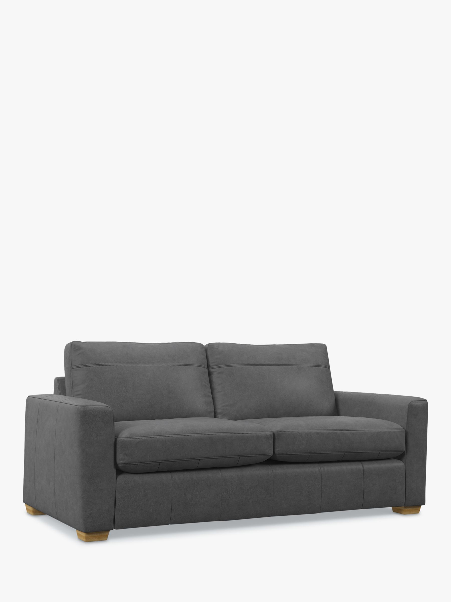 John Lewis Oliver Large 3 Seater Leather Sofa, Light Leg