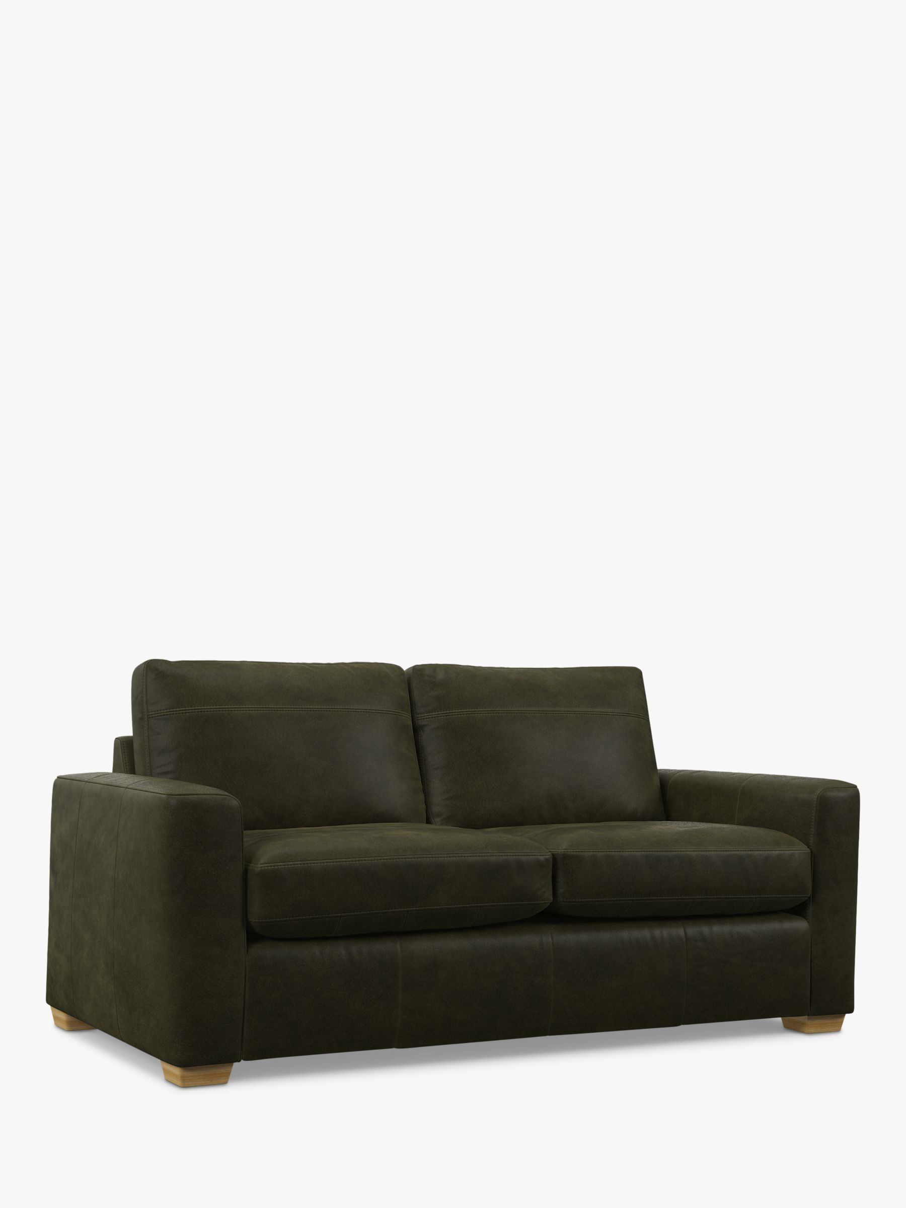 John Lewis Oliver Medium 2 Seater Leather Sofa, Light Leg