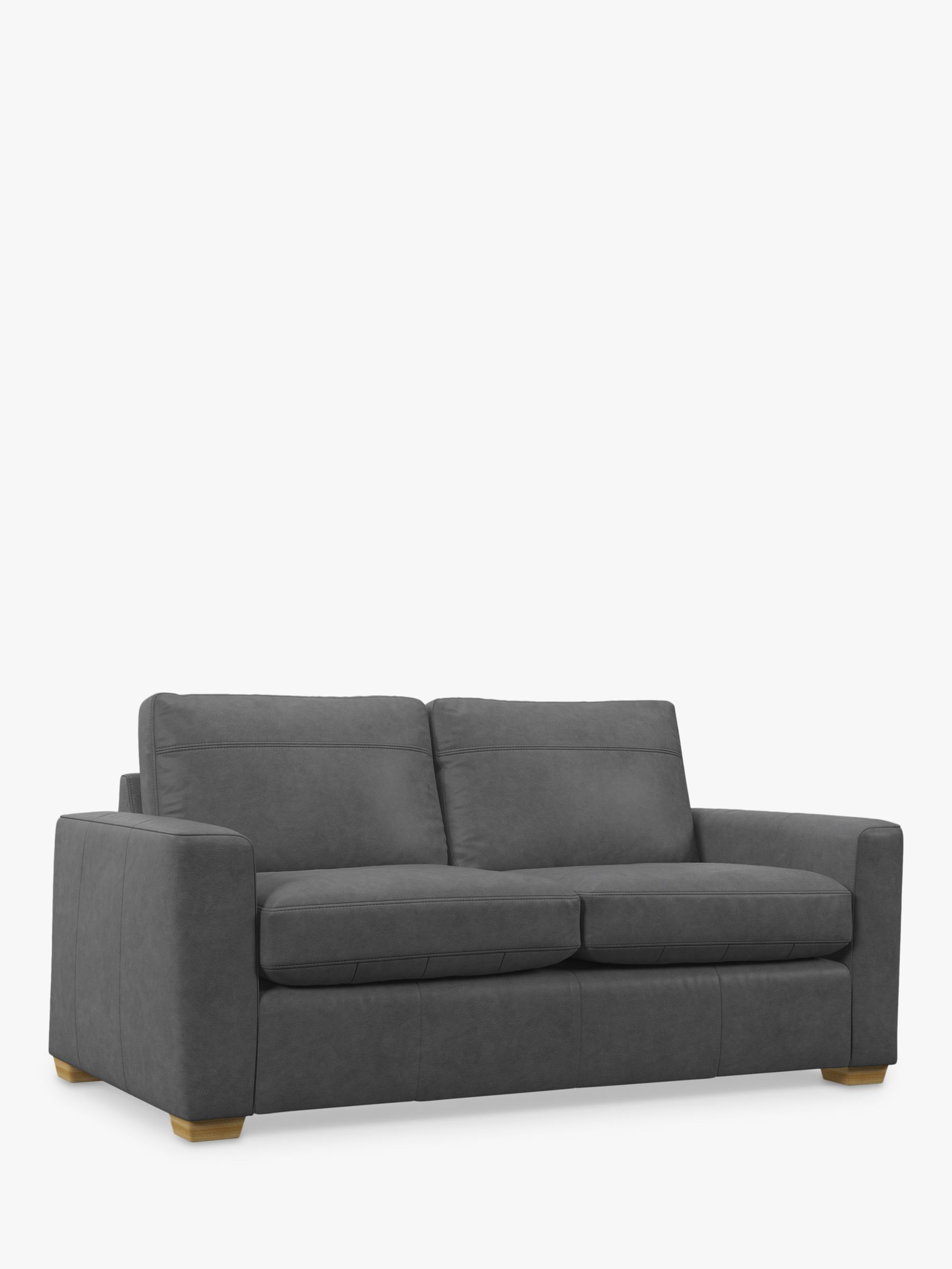 John Lewis Oliver Medium 2 Seater Leather Sofa, Light Leg