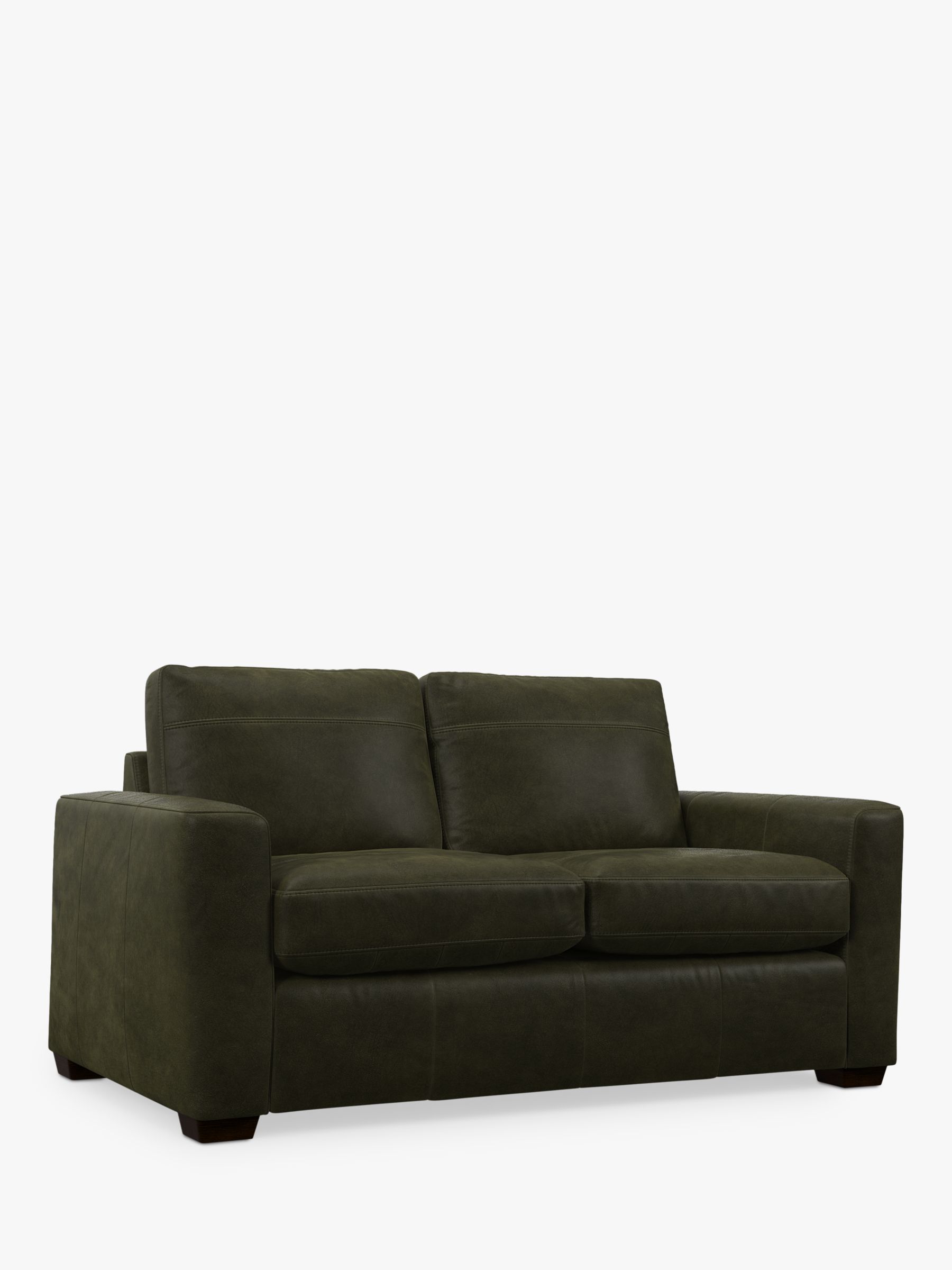 John Lewis Oliver Small 2 Seater Leather Sofa, Dark Leg