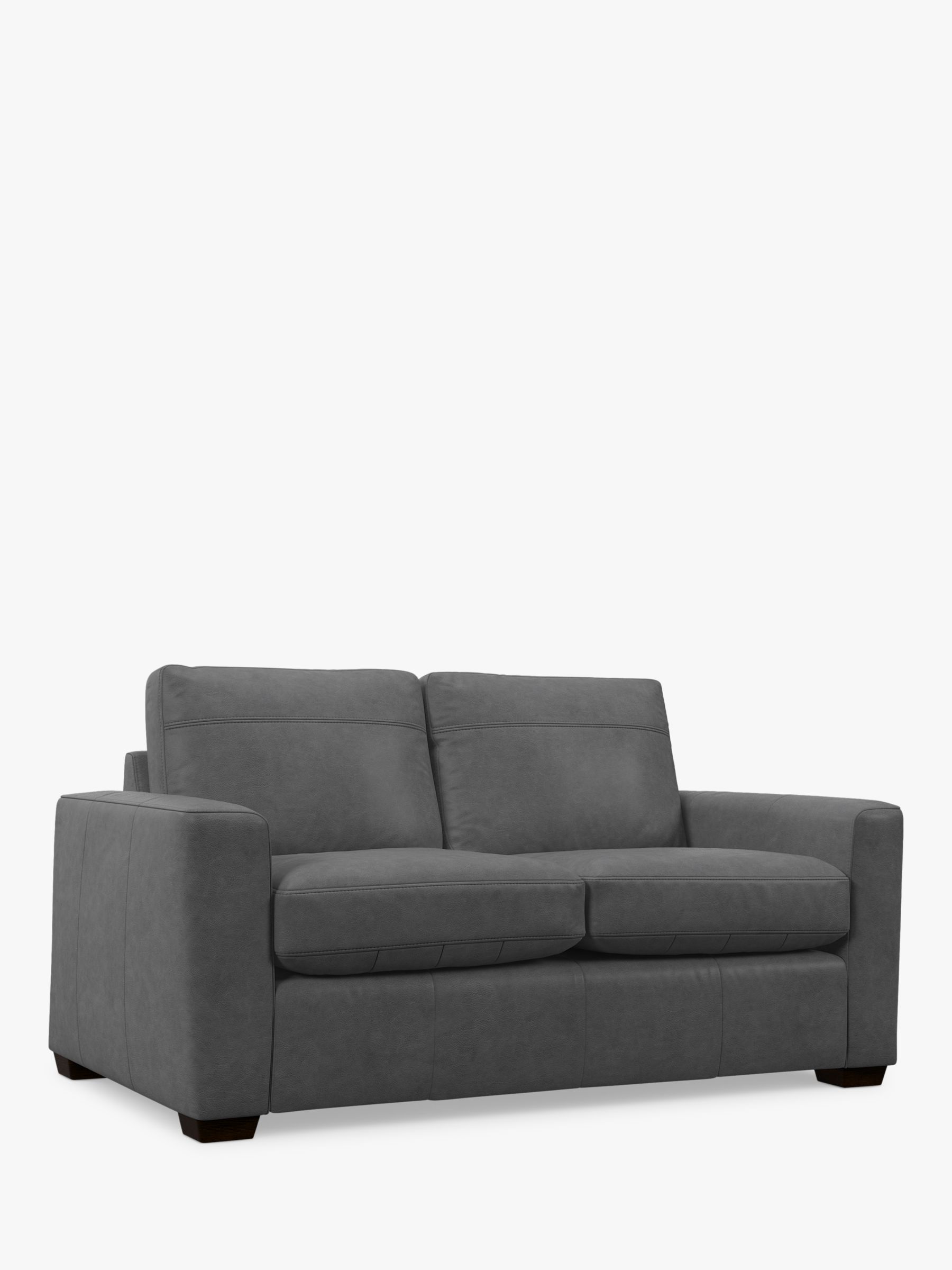 John Lewis Oliver Small 2 Seater Leather Sofa, Dark Leg