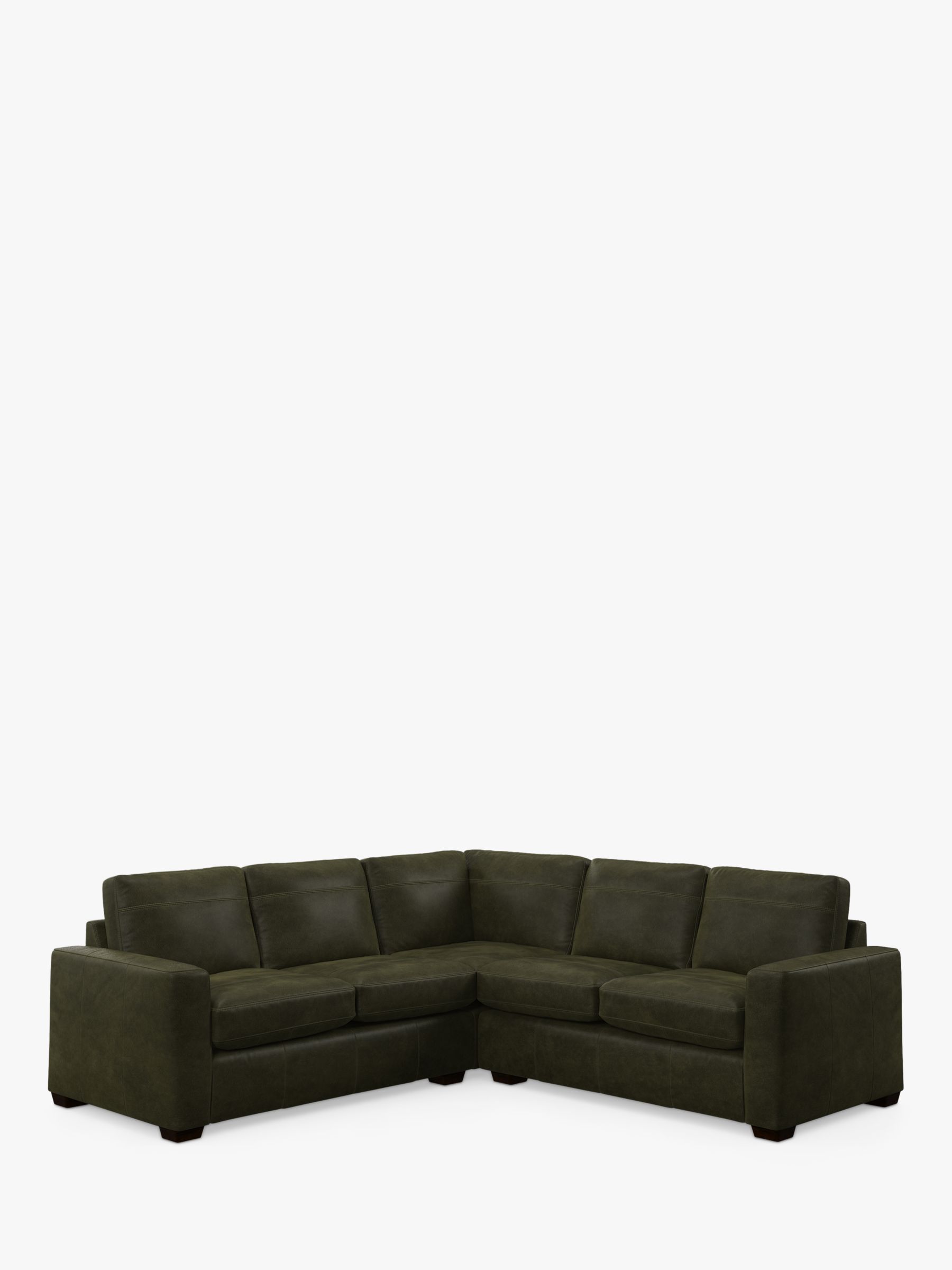 John Lewis Oliver 5 Seater Leather Corner Sofa, Dark Leg