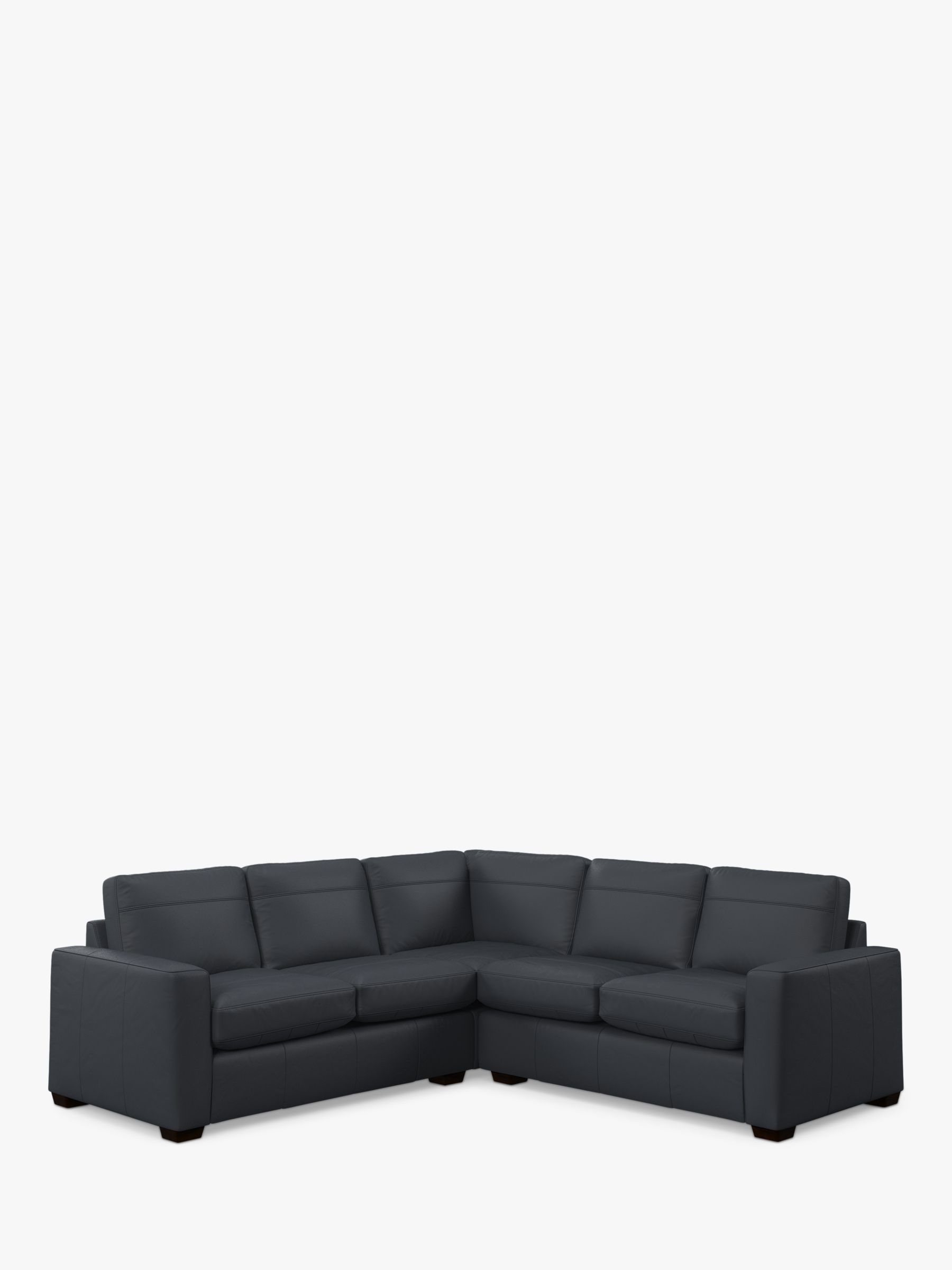 John Lewis Oliver 5 Seater Leather Corner Sofa, Dark Leg