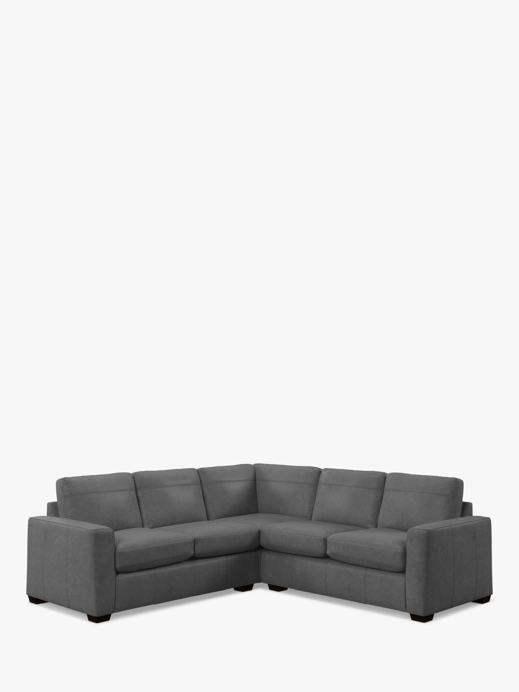 John Lewis Oliver 5 Seater Leather Corner Sofa, Dark Leg