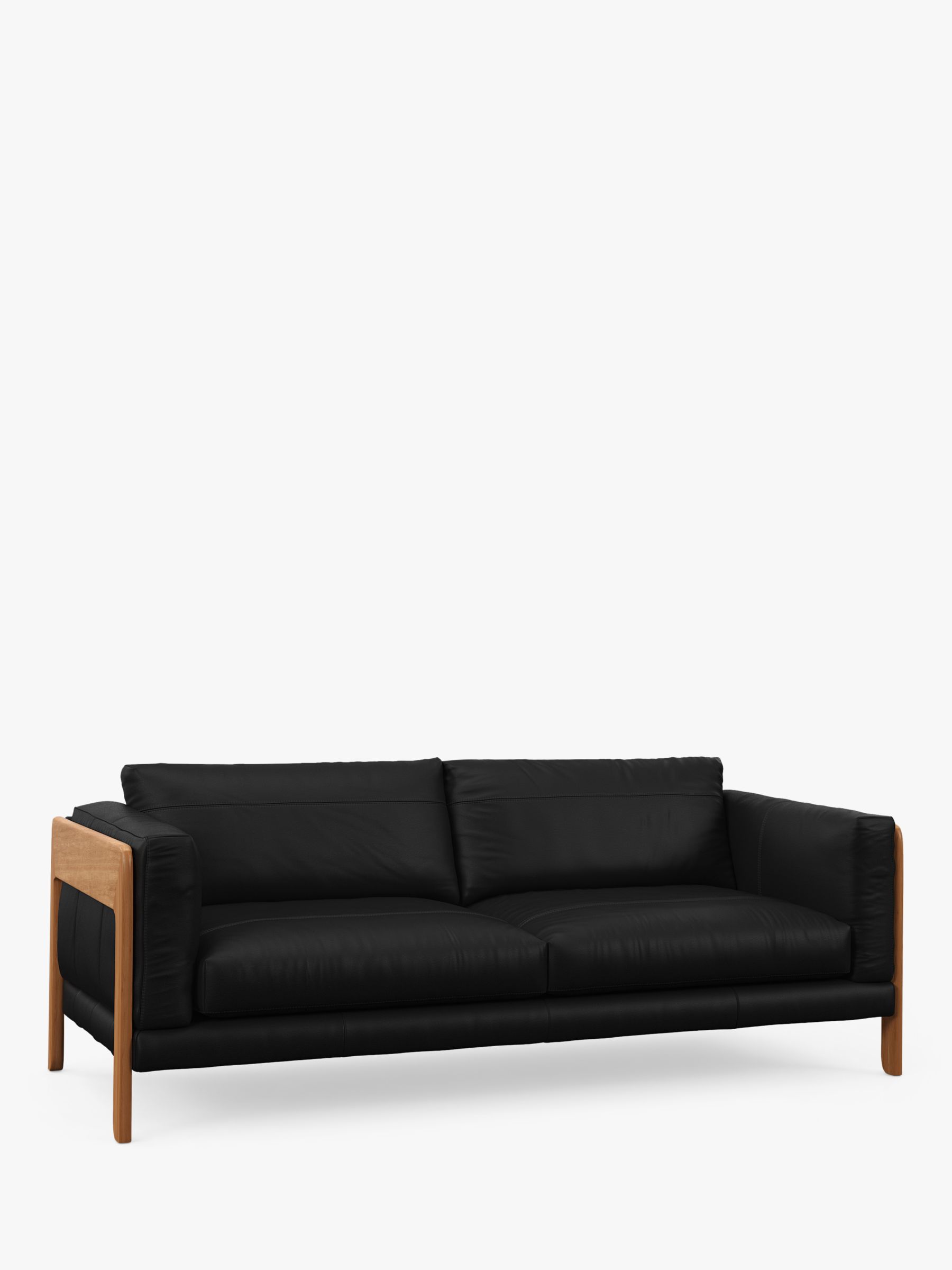 Nest Range, John Lewis Nest Grand 4 Seater Leather Sofa, Light Leg, Matt Black