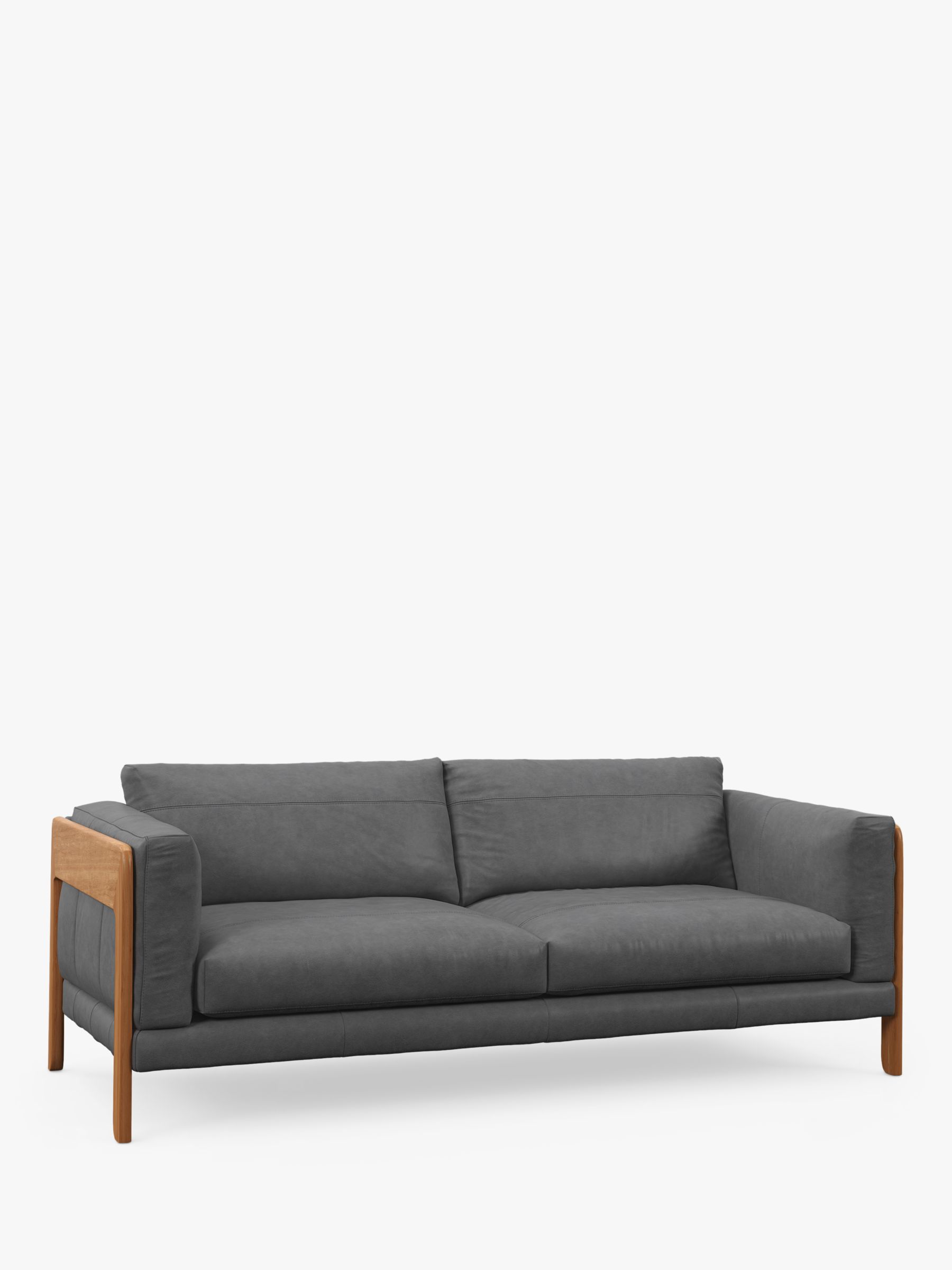 John Lewis Nest Grand 4 Seater Leather Sofa, Light Leg