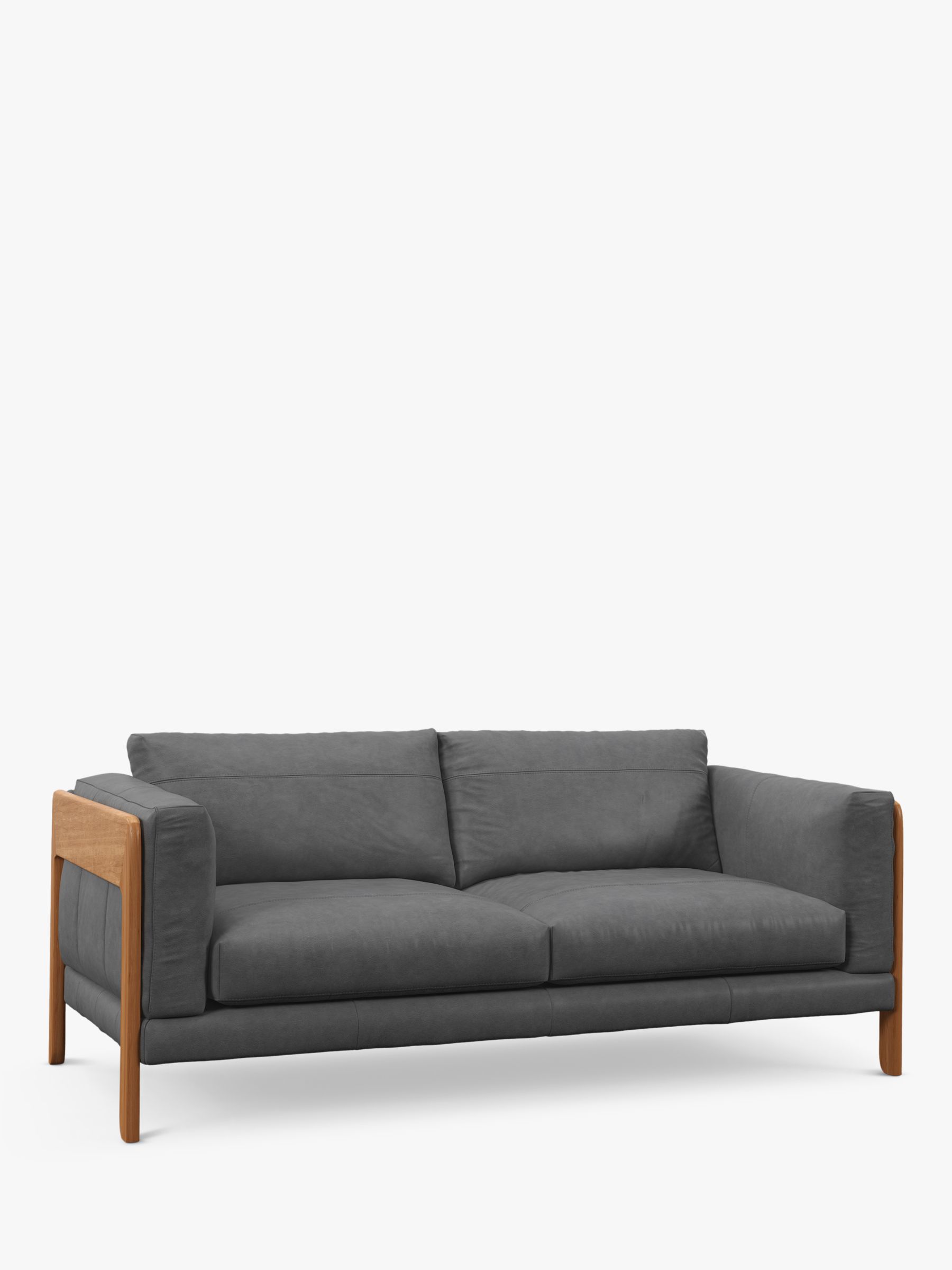 John Lewis Nest Large 3 Seater Leather Sofa, Light Leg