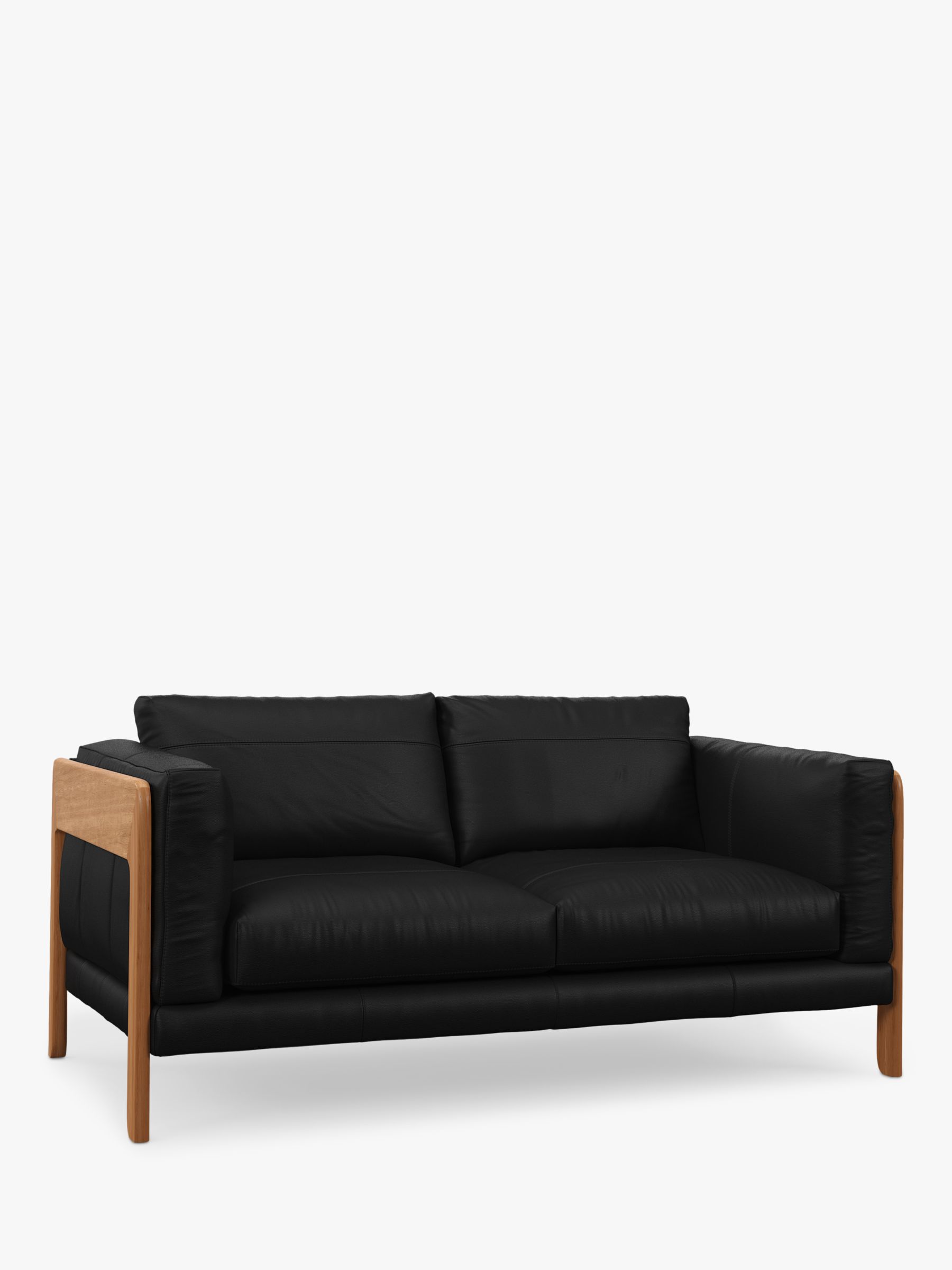 John Lewis Nest Medium 2 Seater Leather Sofa, Light Leg