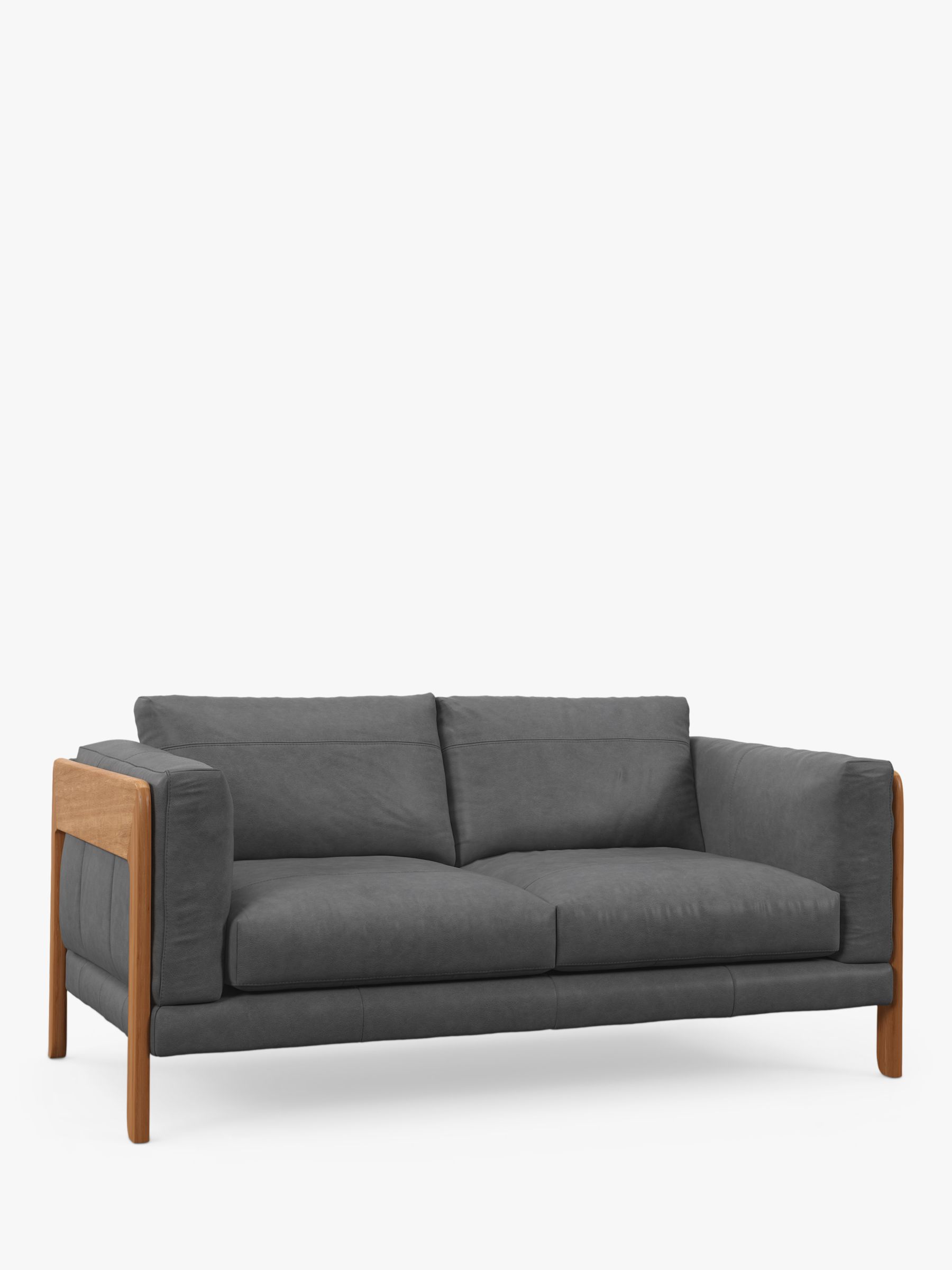 John Lewis Nest Medium 2 Seater Leather Sofa, Light Leg