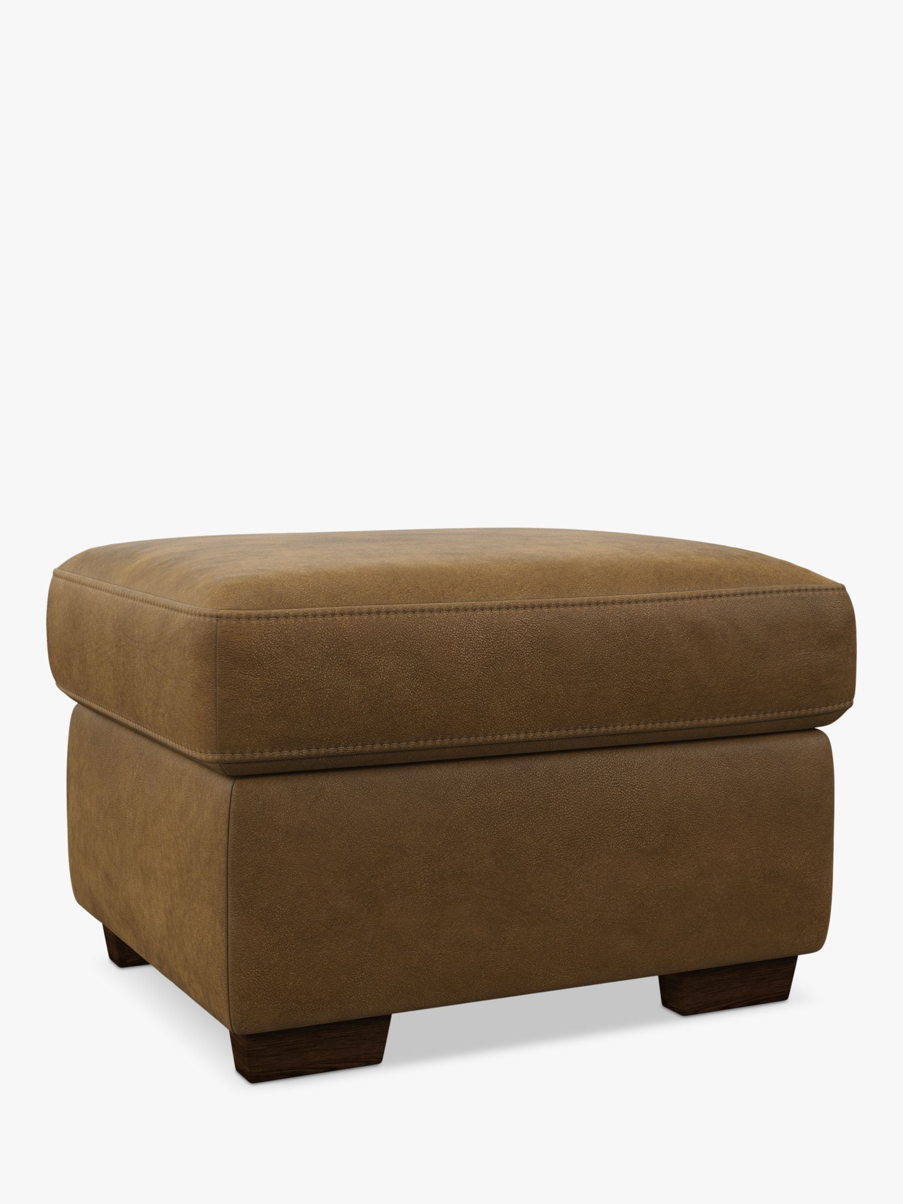 John Lewis Camden Leather Footstool, Dark Leg