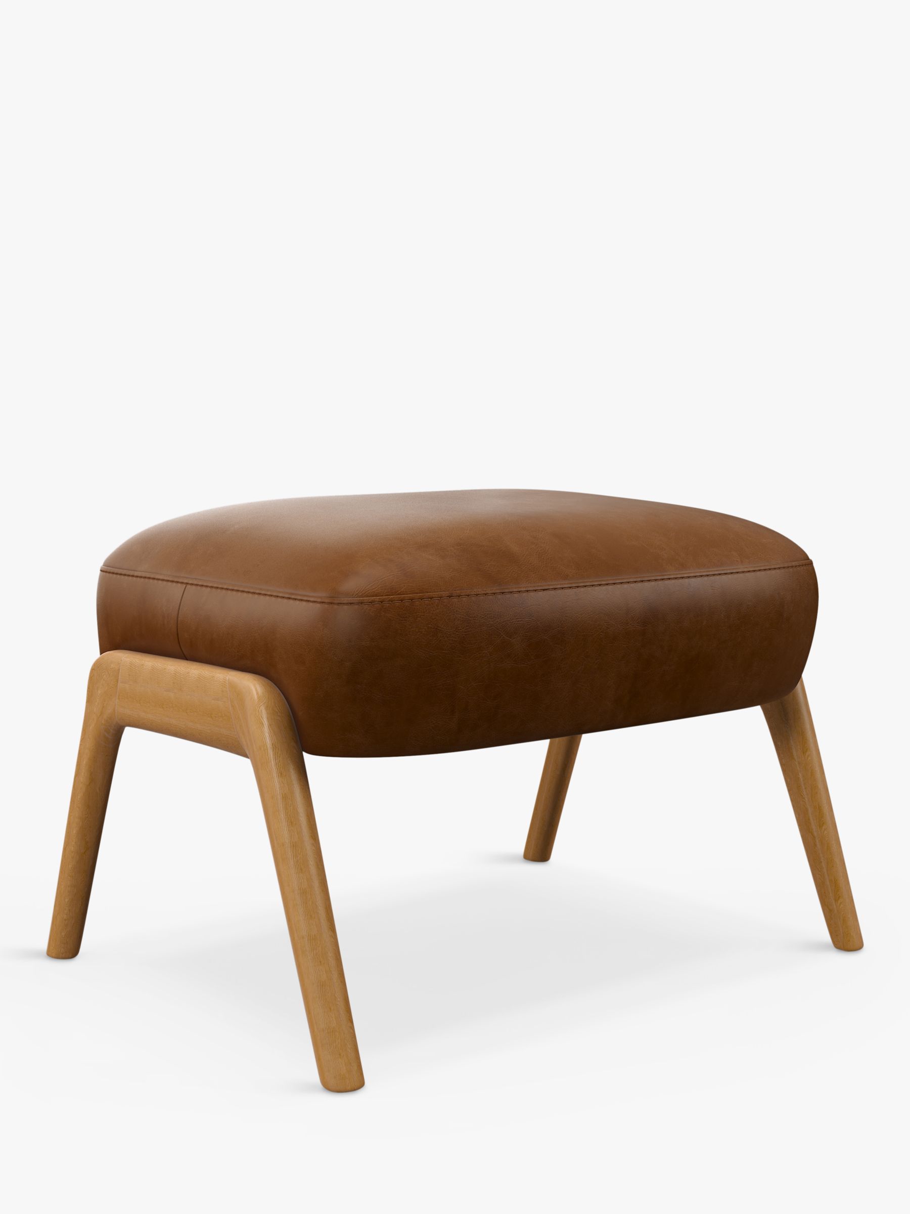 Hendrick Range, John Lewis Hendricks Leather Footstool, Light Leg, Premium Caramel