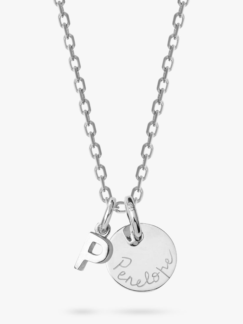 Merci Maman Personalised Mini Alphabet Pendant Necklace, Silver, S