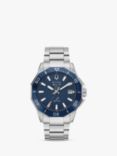 Bulova 96B433 Men's Marine Star Sports Date Bracelet Strap Watch, Silver/Blue