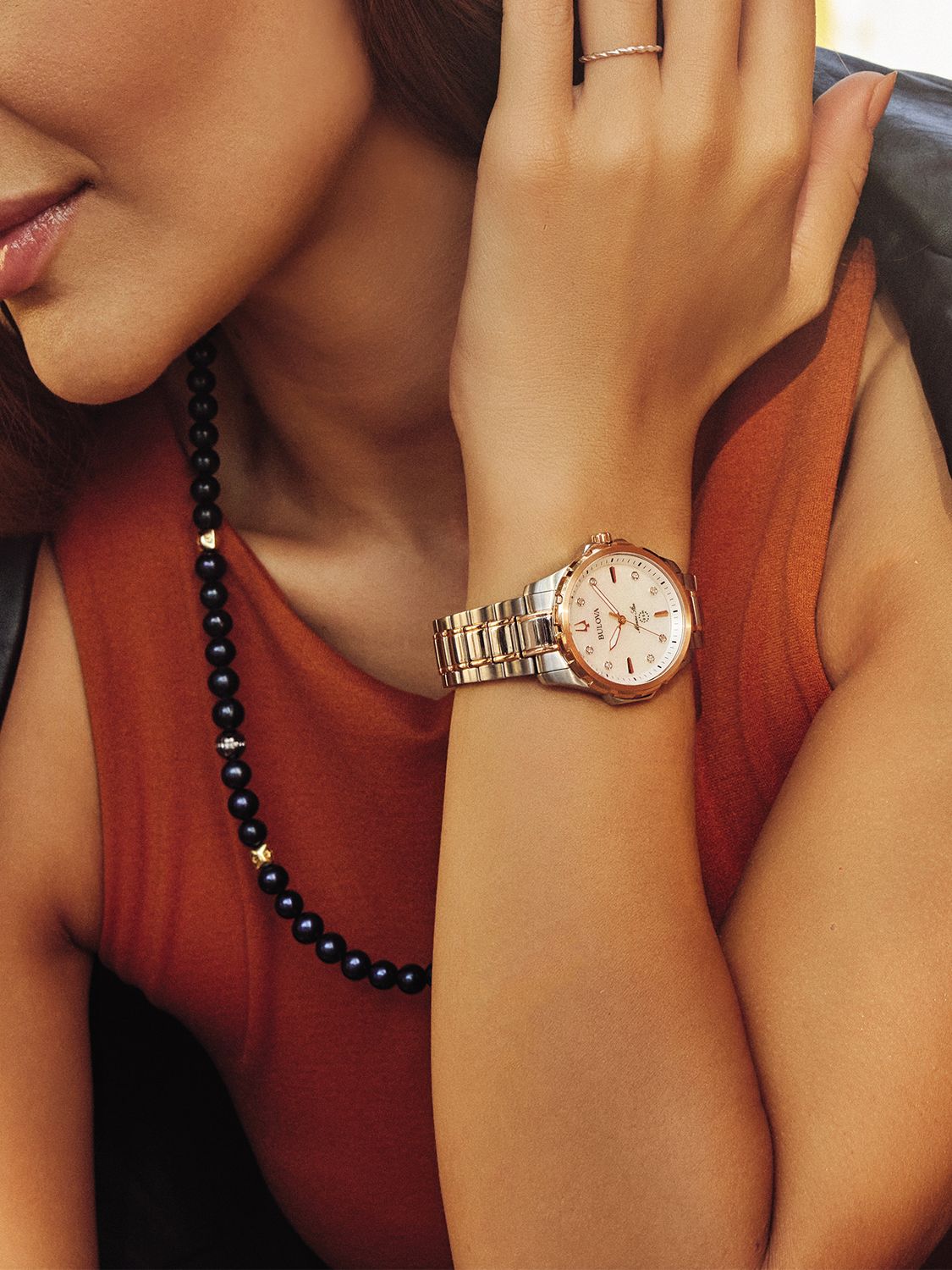 Buy Bulova 98P227 Women's Marine Star Diamond Bracelet Strap Watch, Multi/Mother of Pearl Online at johnlewis.com