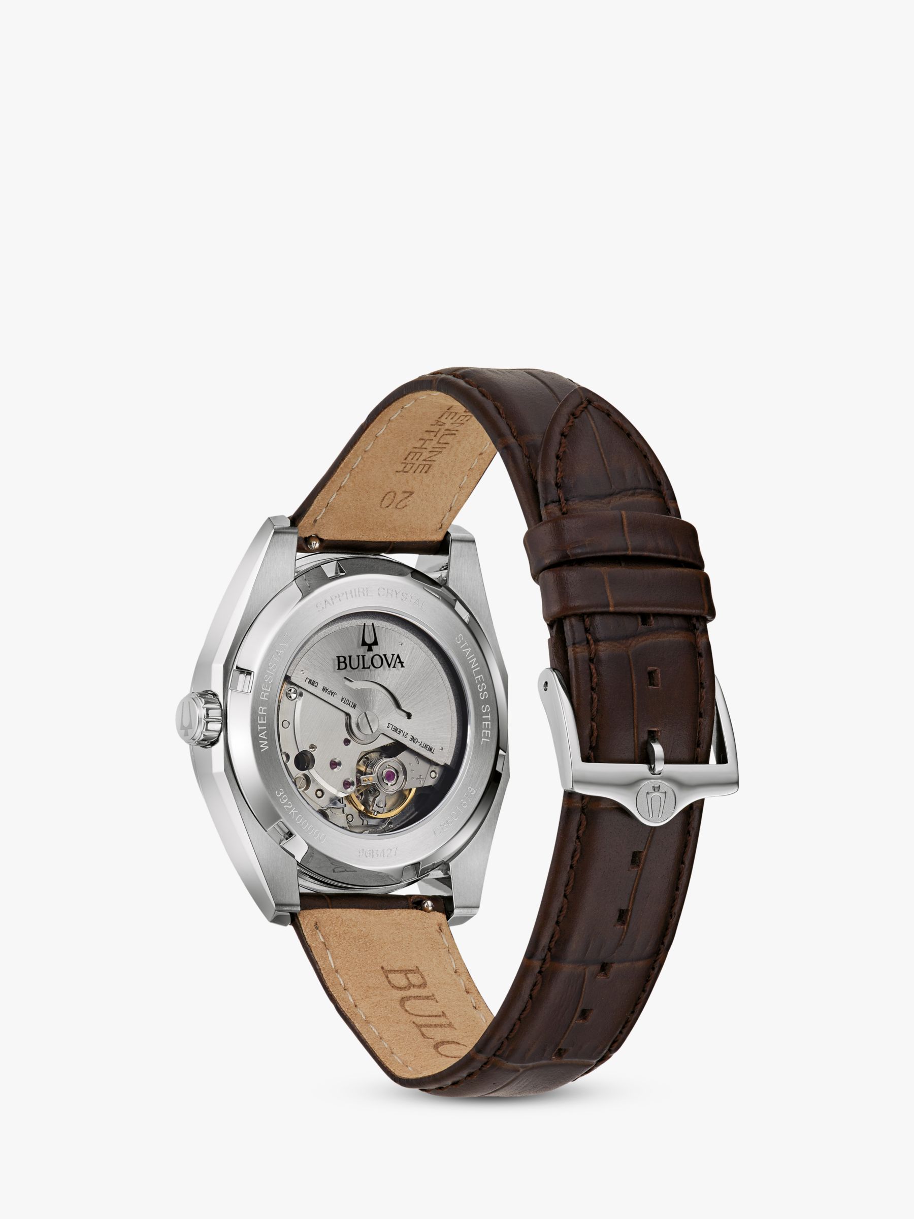 Buy Bulova 96B427 Men's Surveyor Automatic Date Leather Strap Watch, Brown/Green Online at johnlewis.com
