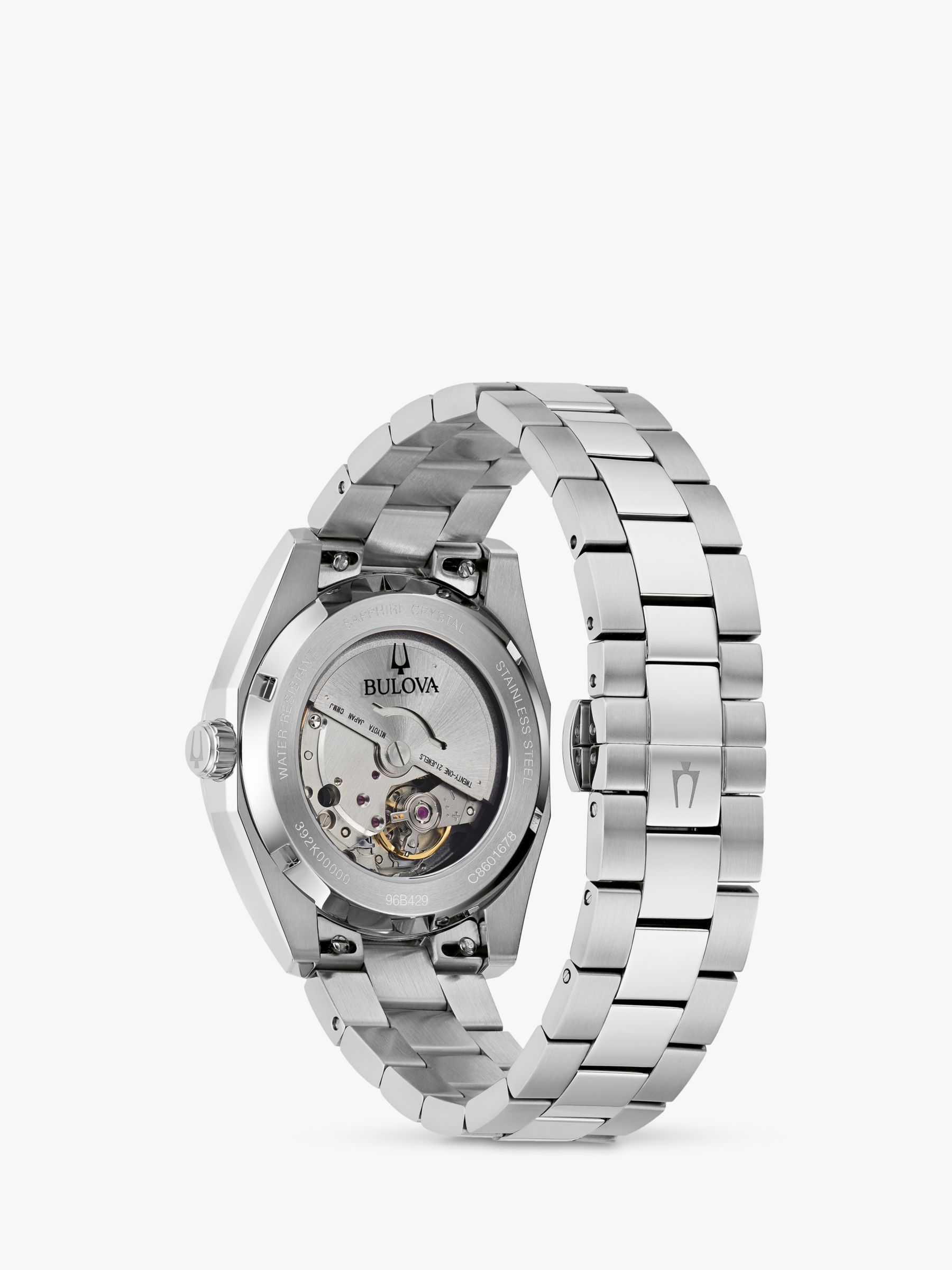 Buy Bulova 96B429 Men's Surveyor Automatic Date Bracelet Strap Watch, Silver/Green Online at johnlewis.com