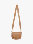 Strathberry Leather Bay Mini cross Body Bag, Black, Caramel