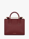 Strathberry Leather Mini Tote Bag, Taupe, Oxblood