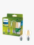 Philips Ultra Efficient 4W E27 LED Classic Bulb, Pack of 2, Warm White/Clear