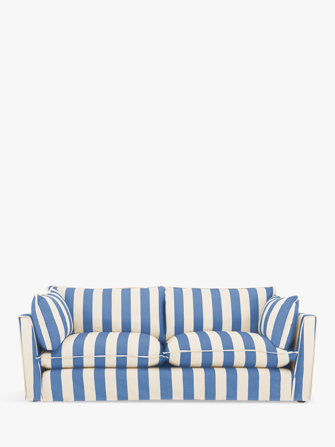 Cocobella Range, John Lewis x Sophie Conran Cocobella Large Sofa, Light Leg, Cornish Blue Stripe