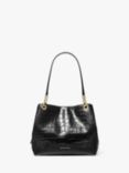 Michael Kors Kensington Croc Embossed Leather Shoulder Bag, Black