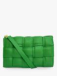 Apatchy Padded Woven Leather Crossbody Bag, Bright Green
