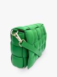 Apatchy Padded Woven Leather Crossbody Bag, Bright Green