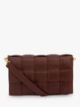 Apatchy Padded Woven Leather Crossbody Bag, Chestnut
