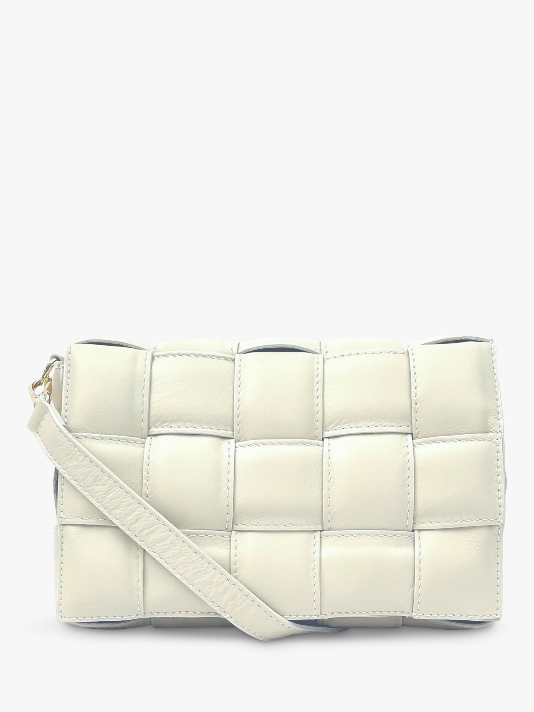 Apatchy Padded Woven Leather Crossbody Bag, Ecru