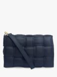 Apatchy Padded Woven Leather Crossbody Bag, Navy