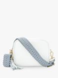 Apatchy Chevron Strap Leather Crossbody Bag, White