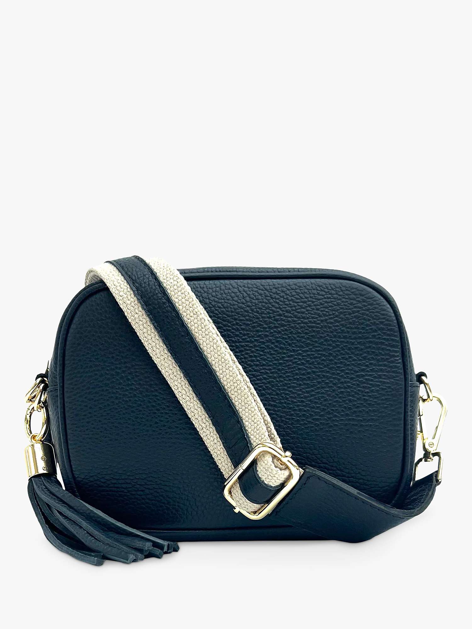 Buy Apatchy Leather & Canvas Strap Crossbody Bag, Navy Online at johnlewis.com