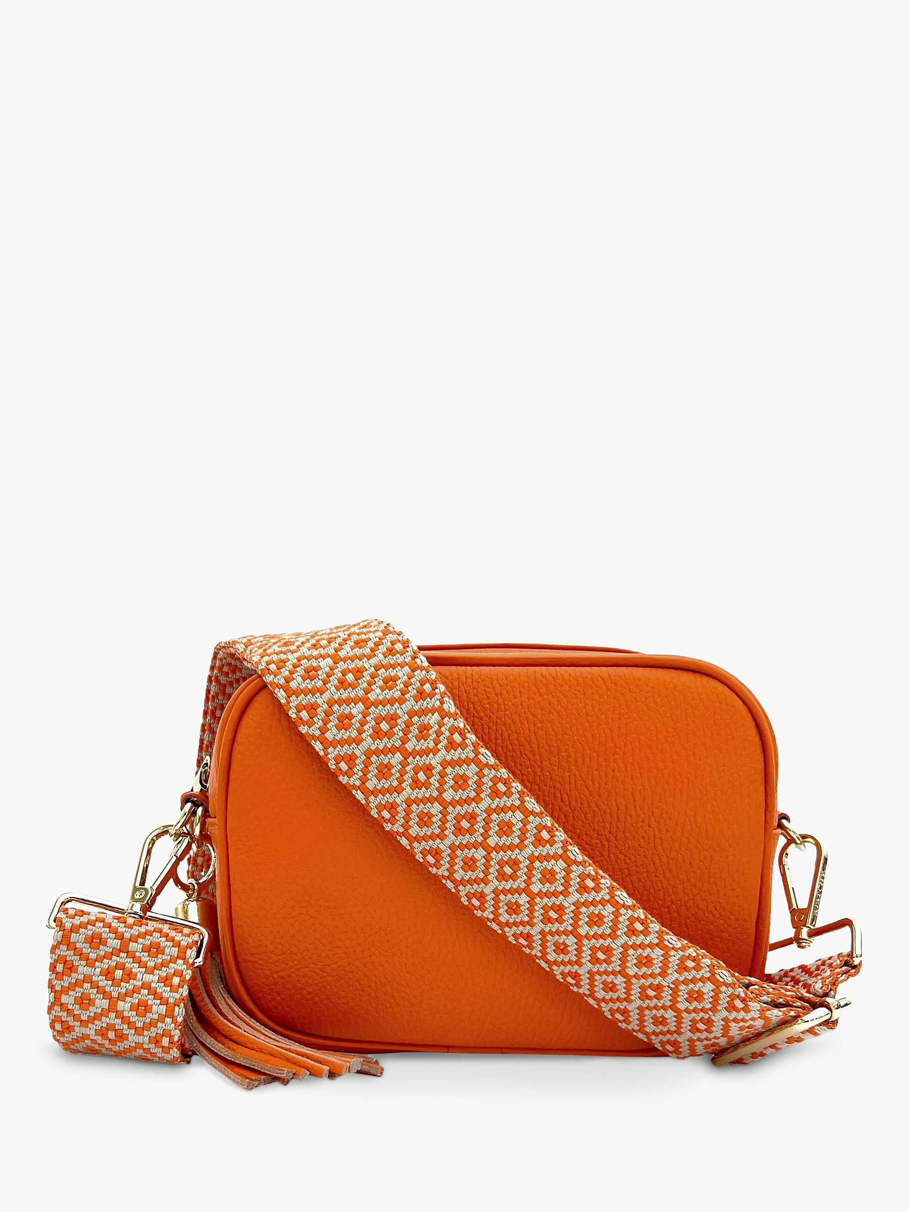 Buy Apatchy Cross Stitch Strap Leather Crossbody Bag, Orange Online at johnlewis.com