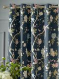 Laura Ashley Summer Palace Pair Lined Eyelet Curtains, Midnight