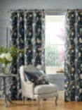 Laura Ashley Summer Palace Pair Lined Eyelet Curtains, Midnight