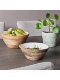 One.World Appleton Mango Wood Serving Bowl, 20.5cm, Natural/White