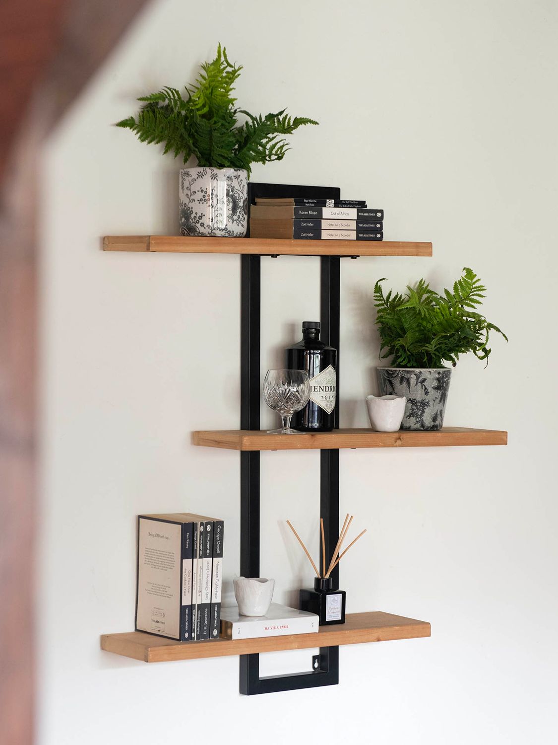 One.World 3 Tiered Wall Shelf, Black