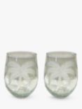 Culinary Concepts Palm Etched Glass Tumblers, Set of 2, 450ml, Green