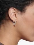 Be-Jewelled Baltic Cognac Amber Drop Huggie Hoop Earrings, Silver