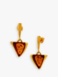 Be-Jewelled Baltic Amber Triangle Drop Earrings, Gold