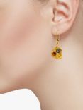 Be-Jewelled Baltic Multicolour Amber Drop Earrings, Gold