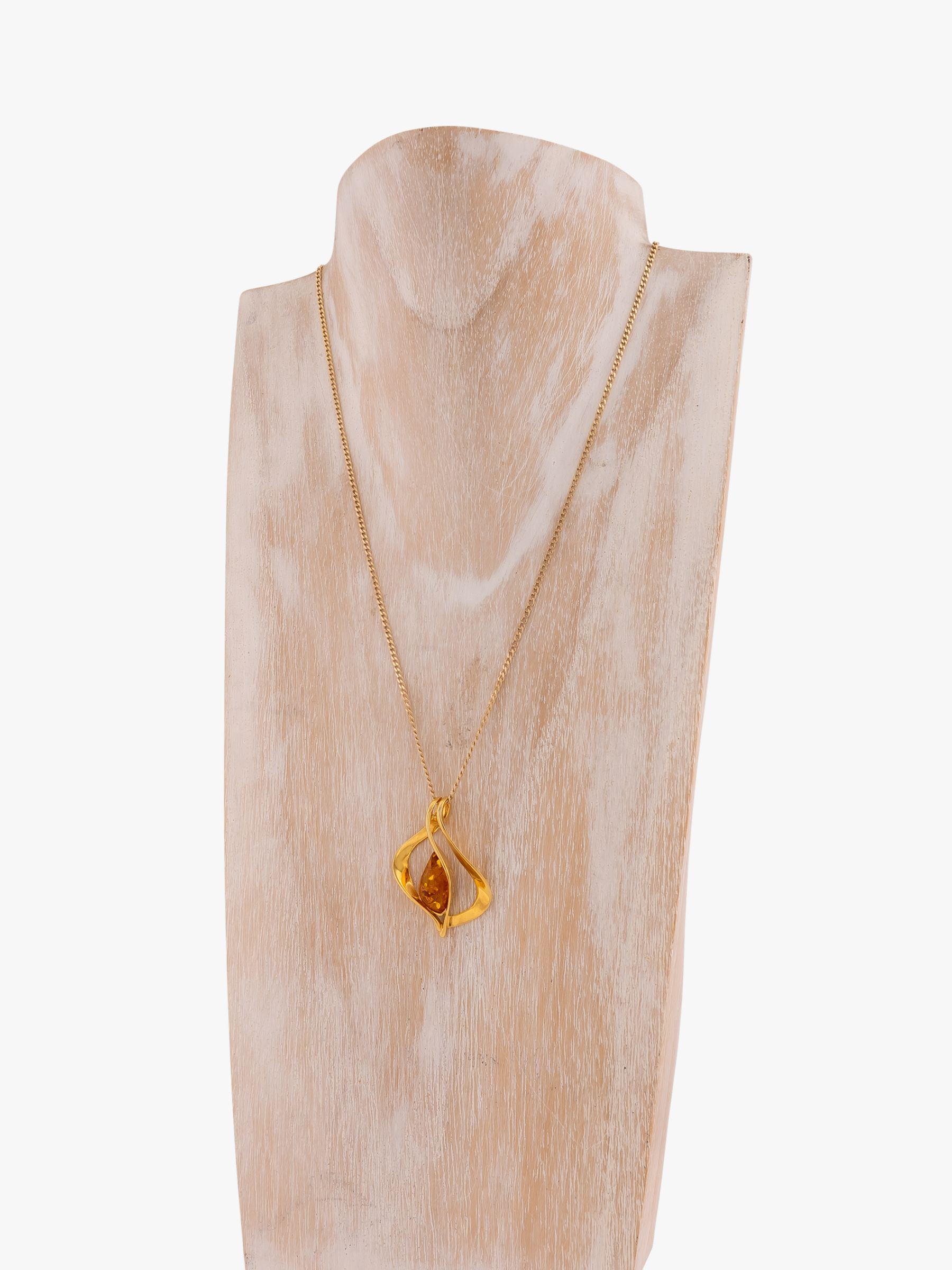 Buy Be-Jewelled Baltic Cognac Amber Pendant Necklace, Gold Online at johnlewis.com