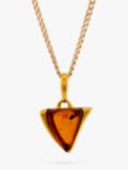 Be-Jewelled Baltic Amber Triangle Pendant Necklace, Gold