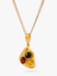 Be-Jewelled Baltic Amber Pendant Necklace, Gold/Multi