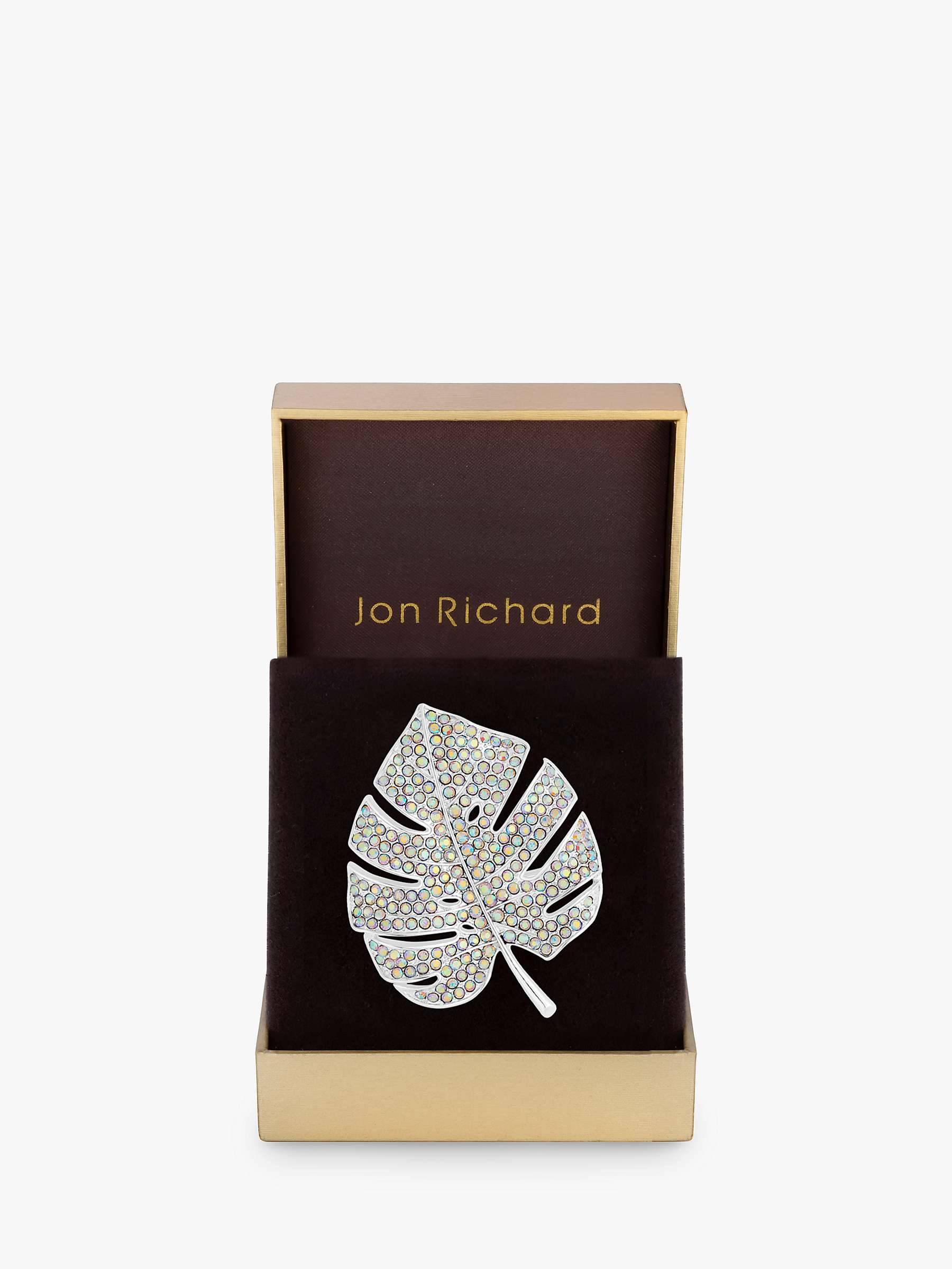 Buy Jon Richard Aurora Borealis Leaf Brooch, Silver Online at johnlewis.com