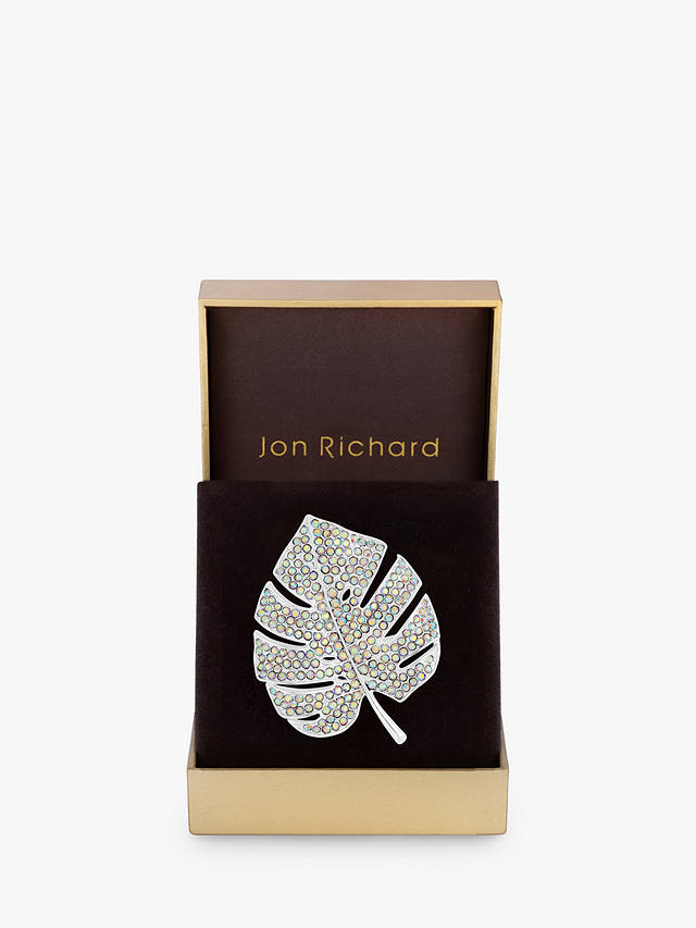Jon Richard Aurora Borealis Leaf Brooch, Silver