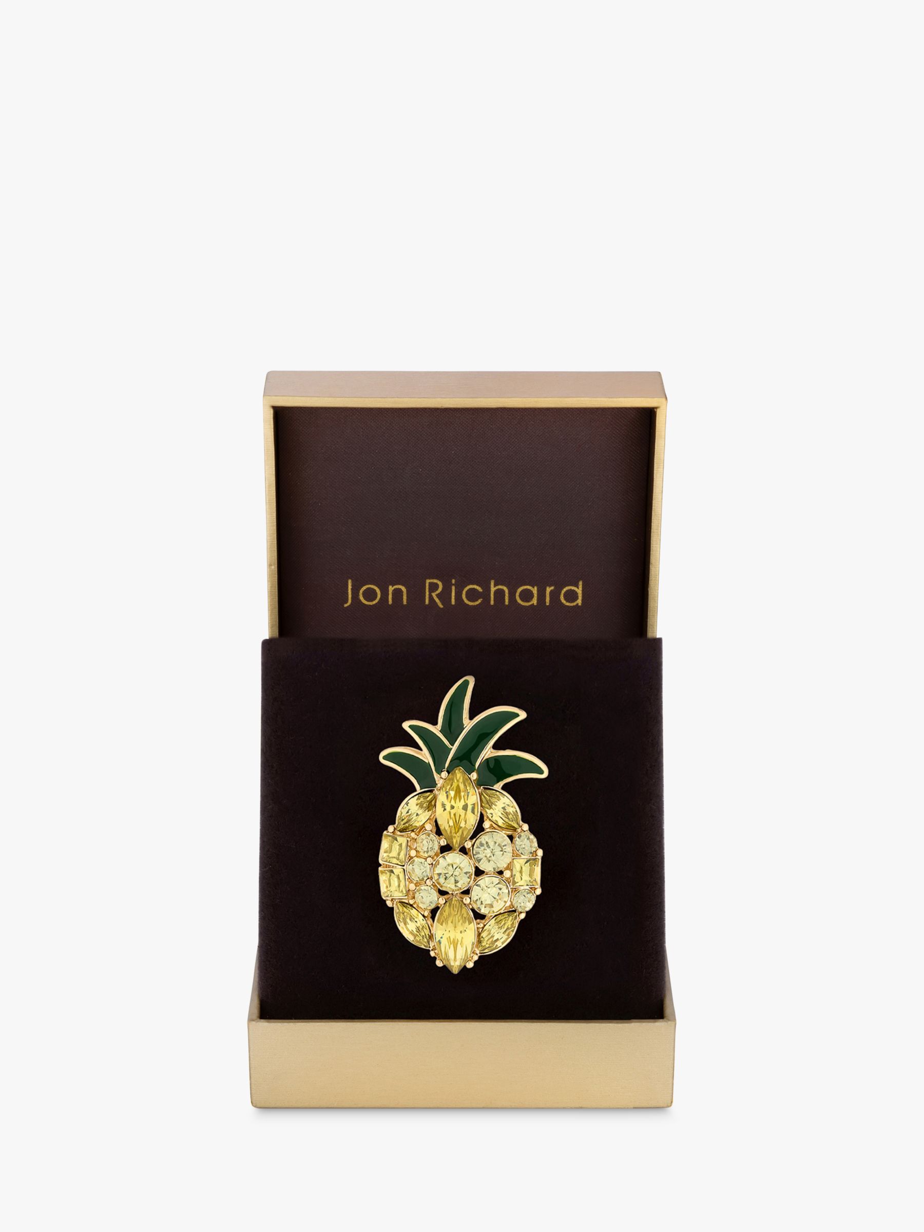 Buy Jon Richard Crystal Pineapple Brooch, Gold Online at johnlewis.com