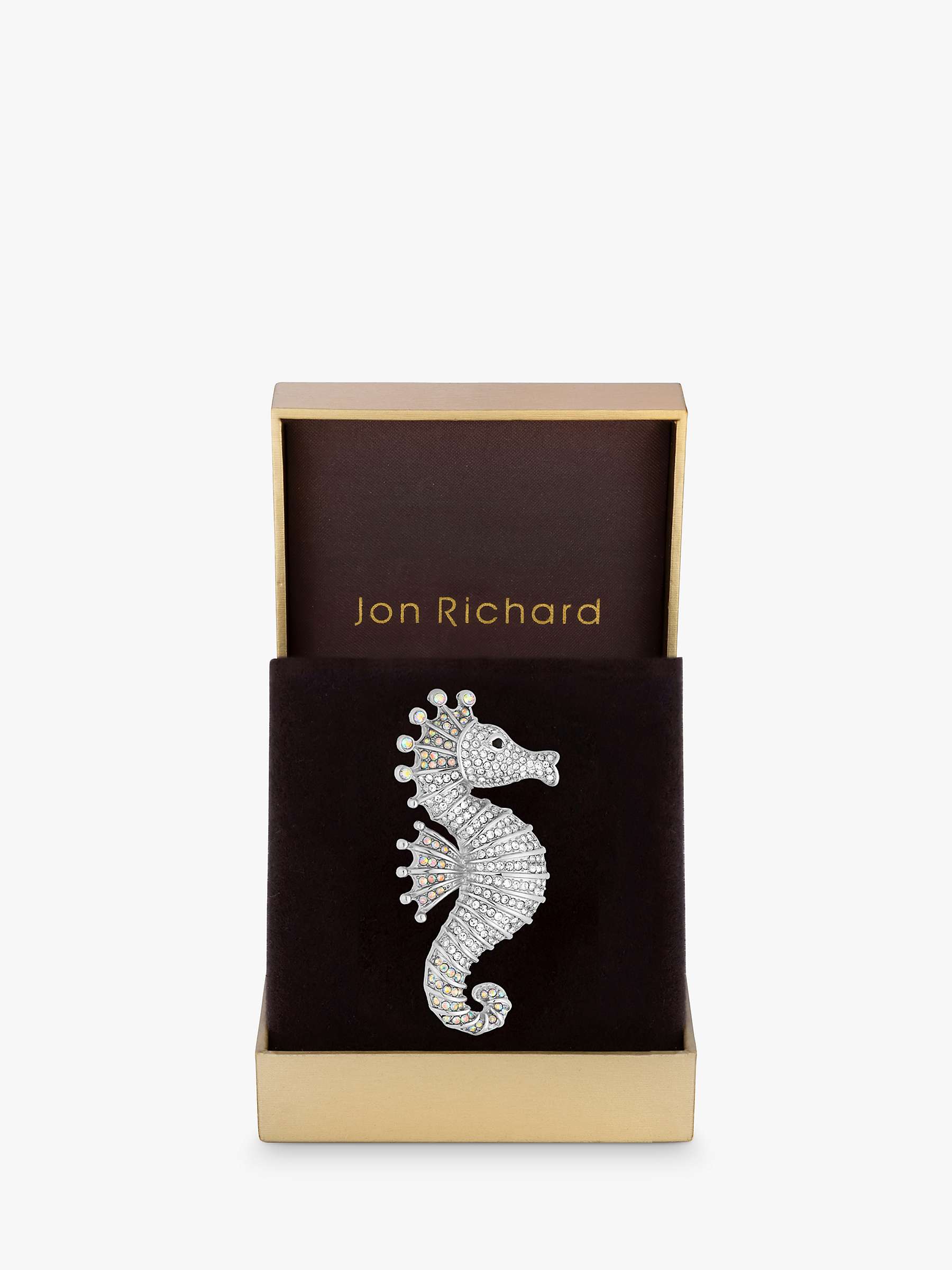 Buy Jon Richard Silver Plated Crystal Seahorse Brooch, Silver Online at johnlewis.com